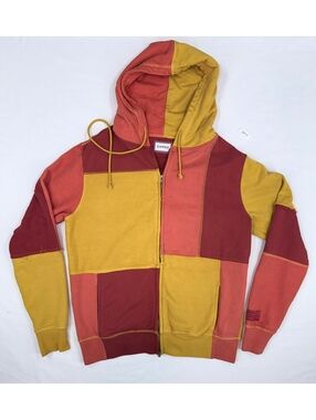 CHNGE Colorblock Zip-Up Hoodie with Hood in Red, Yellow, and Orange - Organic F/